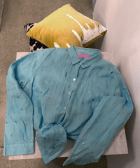 Image 2 of Blue Paradise Disress Button Up - Ready to ship