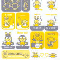 Image 2 of 'Usa & Saru' Sticker Sheet
