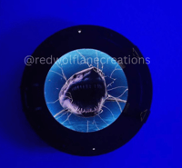 Image 2 of LED Shark Attack Porthole Wall Light – Cracked Glass Illusion Nautical Horror Decor