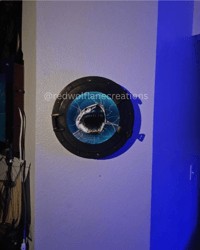 Image 4 of LED Shark Attack Porthole Wall Light – Cracked Glass Illusion Nautical Horror Decor