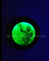 Image 1 of Creature of the Black Lagoon: The Lurker Beneath | Light-Up Horror Porthole Wall Art | Nautical Mons
