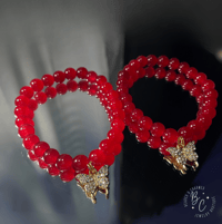 Red Beaded Butterfly Charm Bracelet
