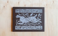 Image 1 of Rabbit in the Garden Block Print (Brown and White Version)