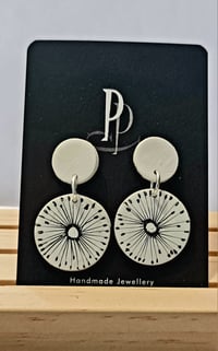 Image 1 of Dangle Earrings Black and White (PCE003)
