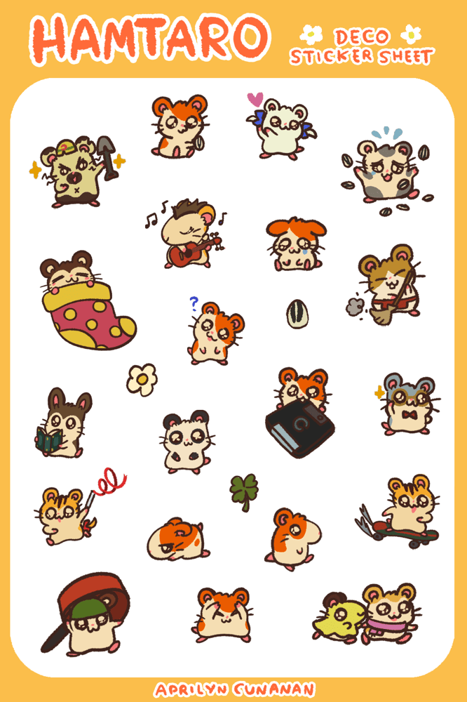 Image of Hamtaro Deco Sticker Sheet