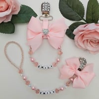 Image 2 of Personalised Pram Charm, Glitter Personalised Keyring/Changing bag charm, Personalised Dummy Clip