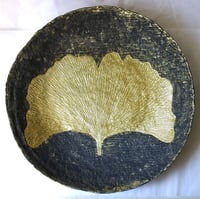 Image 1 of Golden Ginkgo Biloba leaf on Paper mache wall decor | Recycled papier wall hanging plate