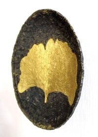 Image 5 of Golden Ginkgo Biloba Leaf on Paper Mache Wall Decor | Recycled Papier Wall Hanging Plate