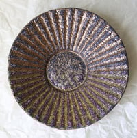 Image 2 of Old Gold Paper Mache Grooved Bowl - Coastal Rustic decor