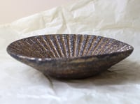 Image 9 of Old Gold Paper Mache Grooved Bowl - Coastal Rustic decor