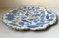Image 3 of Greek Inspired Decorative Paper Mache Plate with Fish, Lemon and Shells decoupage