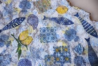 Image 7 of Greek Inspired Decorative Paper Mache Plate with Fish, Lemon and Shells decoupage