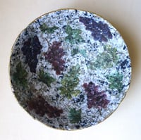 Image 2 of Paper Mache Bowl in Gray Granite Color with Grape Decoupage