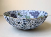 Image 7 of Paper Mache Bowl in Gray Granite Color with Grape Decoupage