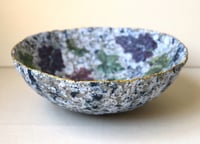 Image 8 of Paper Mache Bowl in Gray Granite Color with Grape Decoupage