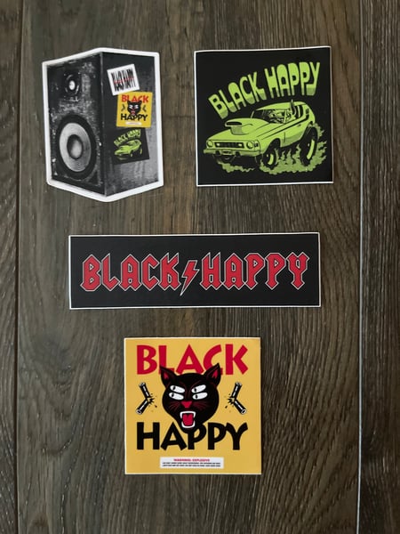 Image of Black Happy sticker pack