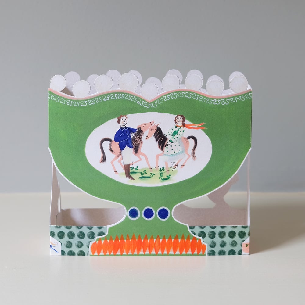 Image of Die-Cut Paper Romantic Vase Greeting Card - Roaming Horses