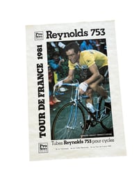 Advertising poster of Bernard Hinault for Reynolds 753 tubes
