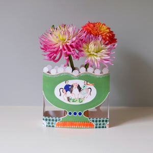 Image of Die-Cut Paper Romantic Vase Greeting Card - Roaming Horses