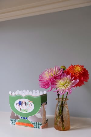 Image of Die-Cut Paper Romantic Vase Greeting Card - Roaming Horses