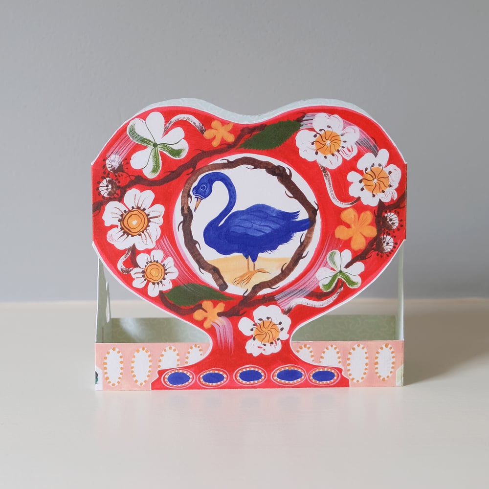 Image of Die-Cut Paper Romantic Vase Greeting Card - Swan & Thorn