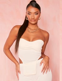 Image 1 of PRETTY LITTLE THING- CREAM RIB CURVED HEM CORSET TOP