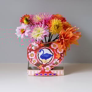 Image of Die-Cut Paper Romantic Vase Greeting Card - Swan & Thorn