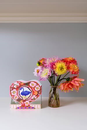 Image of Die-Cut Paper Romantic Vase Greeting Card - Swan & Thorn