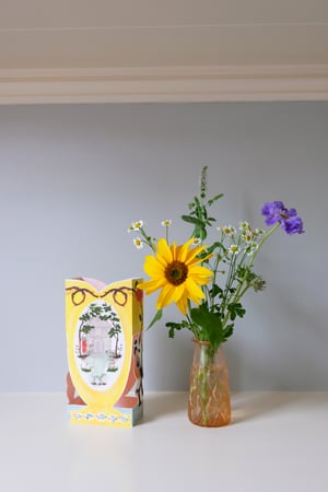 Image of Die-Cut Paper Romantic Vase Greeting Card - Finches & Folly 