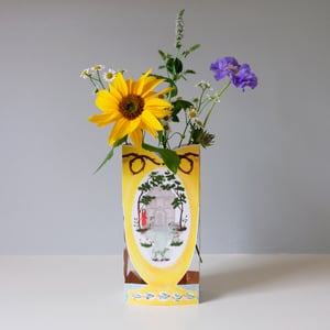 Image of Die-Cut Paper Romantic Vase Greeting Card - Finches & Folly