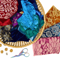 Image 3 of Fancy Fabric Scraps - Lace & Velvet Mix