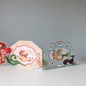 Image of Die-Cut Paper Romantic Platter Concertina Greeting Card