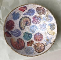 Image 4 of Aged Paper Mache Bowl with Seashells Decoupage | Coastal Style Recycled Papier Plate