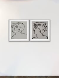 Image 2 of "Wreath of Flowers in Hair" (Diptych) by America Martin