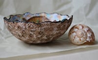 Image 2 of Paper Mache Bowl with Seashells and Fishes – Handmade Coastal Decor