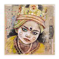 Image 1 of Peinture originale - "Enfant à la Maha Khumb Mela de Prayagraj" - Inde - 40x40cm