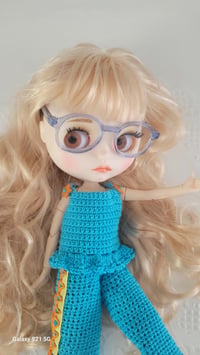 Image 3 of Handmade Crochet Outfit for Blythe Doll – Turquoise Summer Set