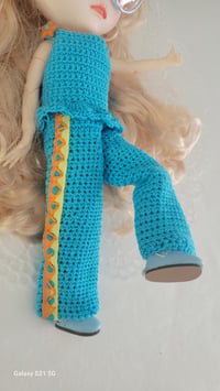 Image 4 of Handmade Crochet Outfit for Blythe Doll – Turquoise Summer Set