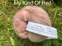 Image 2 of (Red-Themed) Bunowools! Angora fiber + wool = JOY!