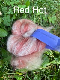 Image 1 of (Red-Themed) Bunowools! Angora fiber + wool = JOY!
