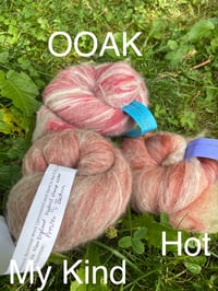 Image 4 of (Red-Themed) Bunowools! Angora fiber + wool = JOY!