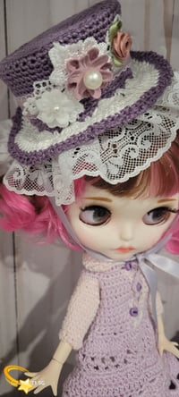 Image 2 of Handmade Blythe-Inspired Doll with Crochet Outfit and Hat