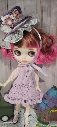 Image 3 of Handmade Blythe-Inspired Doll with Crochet Outfit and Hat
