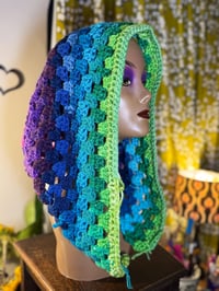 Image 1 of CROCHET PATTERN - The Goddess Hood. Tutorial for hooded scarf or to attach to jumper / cardigan -...