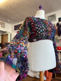 Image 1 of Rebel - Cropped crop jumper - flared sleeve - crochet - handspun hand dyed merino wool - dark ric...