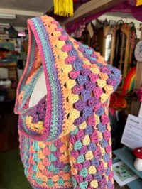 Image 3 of Cropped crop hooded jumper/sweater hood - flared bell sleeve - handmade crochet - wool acrylic - ...