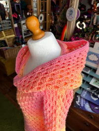 Image 4 of SUNDANCER. Long hooded jumper dress - flared bell sleeves - handmade crochet - vegan acrylic - pa...