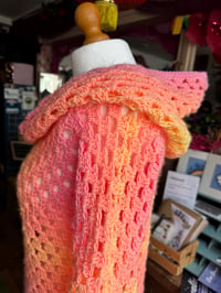 Image 5 of SUNDANCER. Long hooded jumper dress - flared bell sleeves - handmade crochet - vegan acrylic - pa...