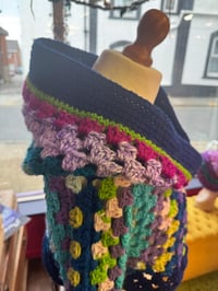 Image 4 of AURORA - Cropped crop hooded jumper/sweater hood - flared bell sleeve - handmade crochet - vegan ...