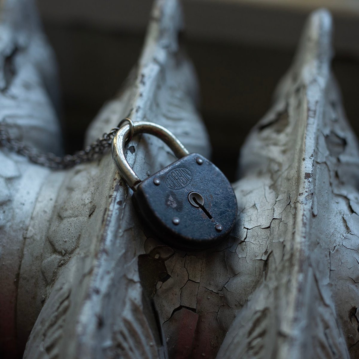 Vintage Black Corbin lock necklace